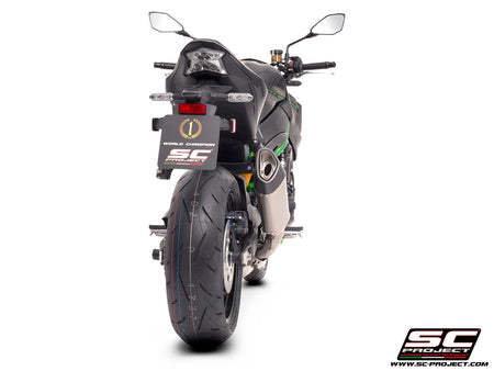 Kawasaki Z900 (2020) - Euro 4 with SC-Project SC1-R titanium exhaust, 3/4 rear view