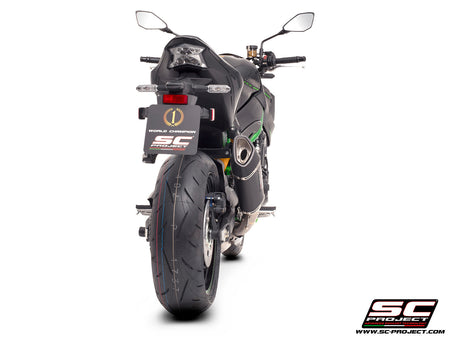 Kawasaki Z900 (2020 - 2024) - Euro 5 with SC-Project SC1-R carbon exhaust, 3/4 rear view