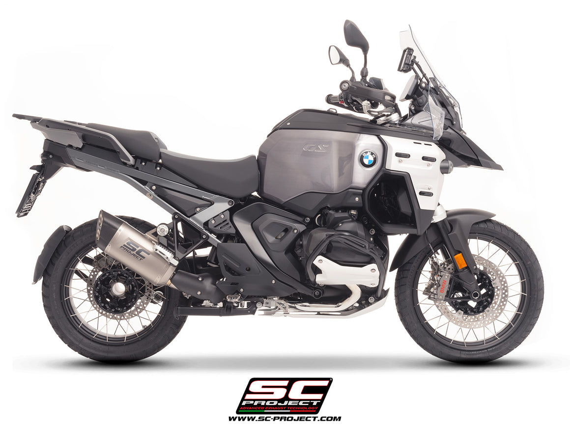 BMW R 1300 GS Adventure with SC-Project Adventure-R titanium exhaust, 3/4 rear view