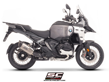 BMW R 1300 GS Adventure with SC-Project Adventure-R titanium exhaust, 3/4 rear view