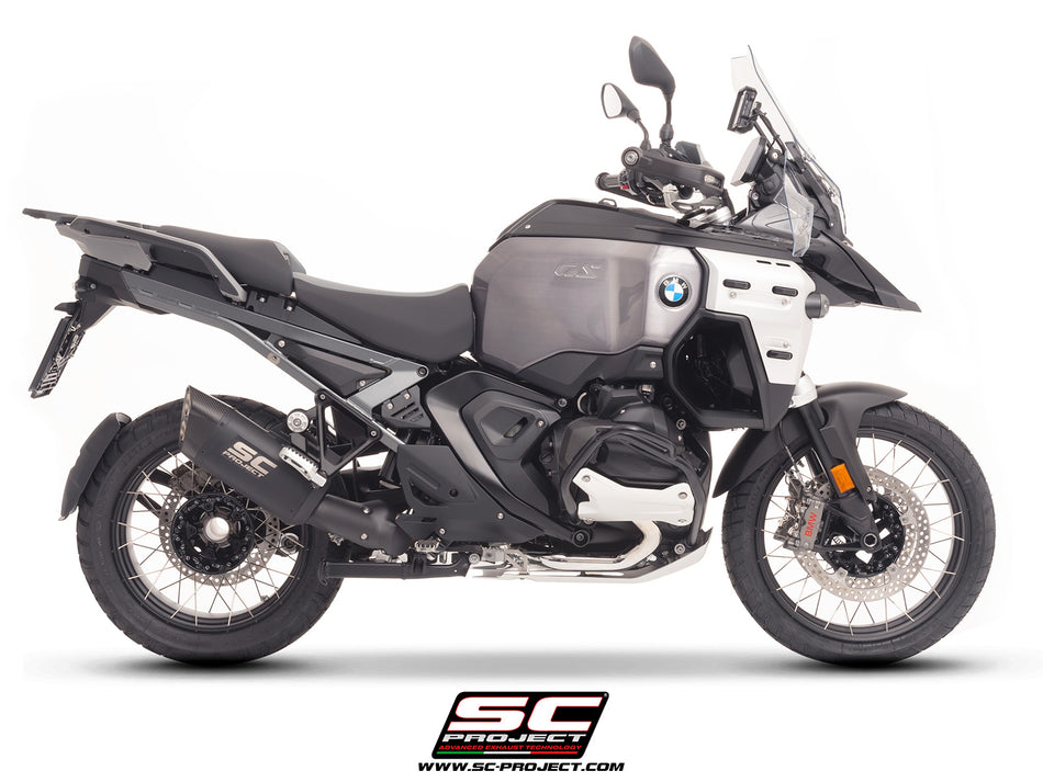 BMW R 1300 GS Adventure with SC-Project Adventure-R titanium matt black exhaust, 3/4 rear view