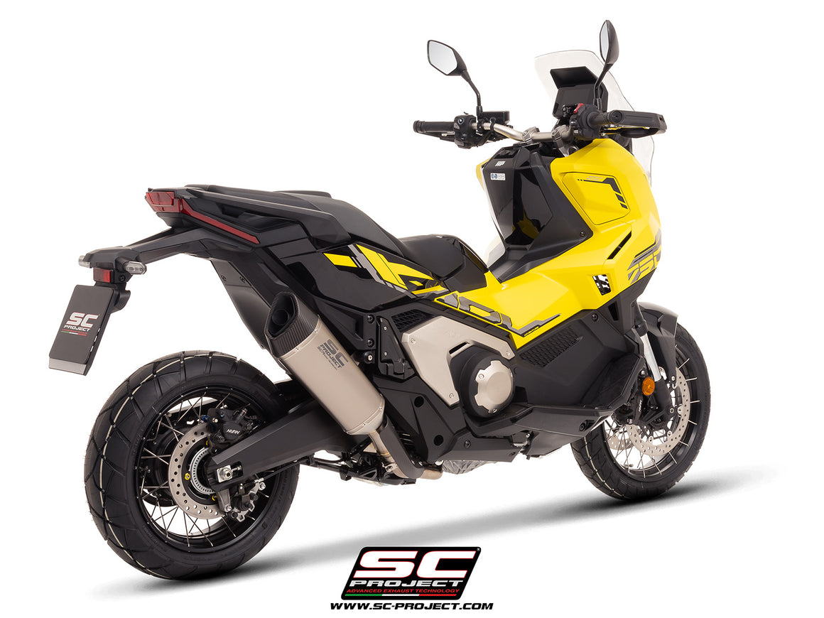 HONDA X ADV 750 with SC-Project SC1-R titanium exhaust, 3/4 rear view