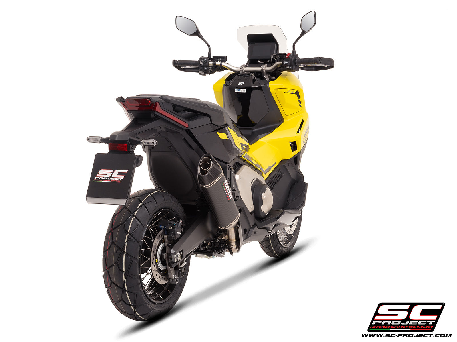 HONDA X ADV 750 with SC-Project SC1-X carbon exhaust, 3/4 rear view
