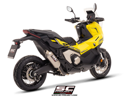 HONDA X ADV 750 with SC-Project Rally Raid titanium exhaust, 3/4 rear view