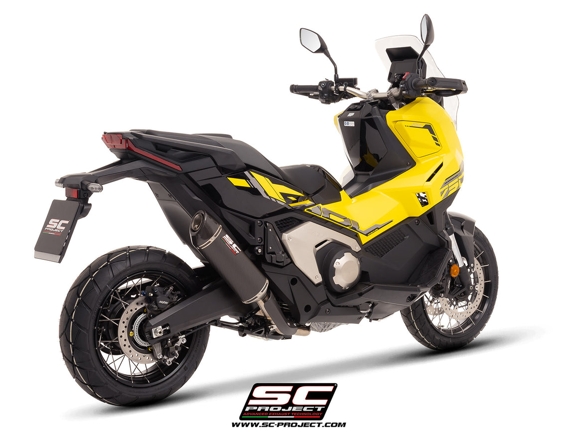 HONDA X ADV 750 with SC-Project Oval carbon exhaust, 3/4 rear view