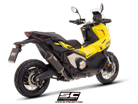 HONDA X ADV 750 with SC-Project Oval carbon exhaust, 3/4 rear view