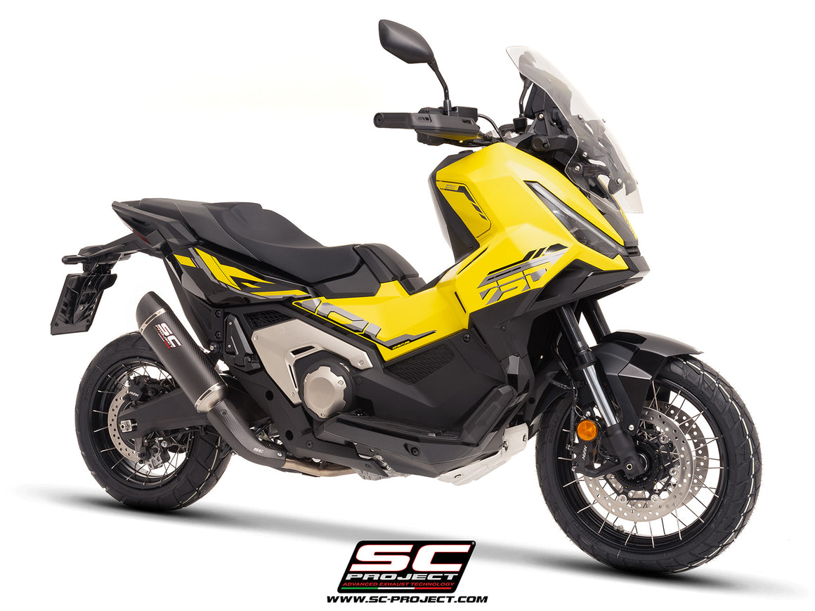 HONDA X ADV 750 with SC-Project Oval carbon exhaust, 3/4 rear view