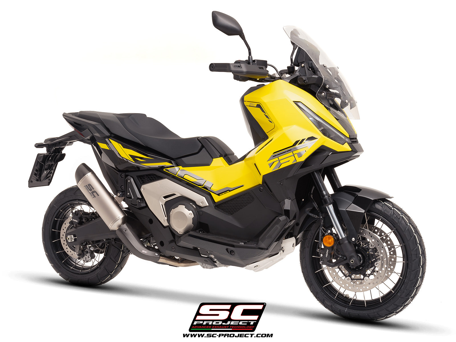 HONDA X ADV 750 with SC-Project Oval titanium exhaust, 3/4 rear view