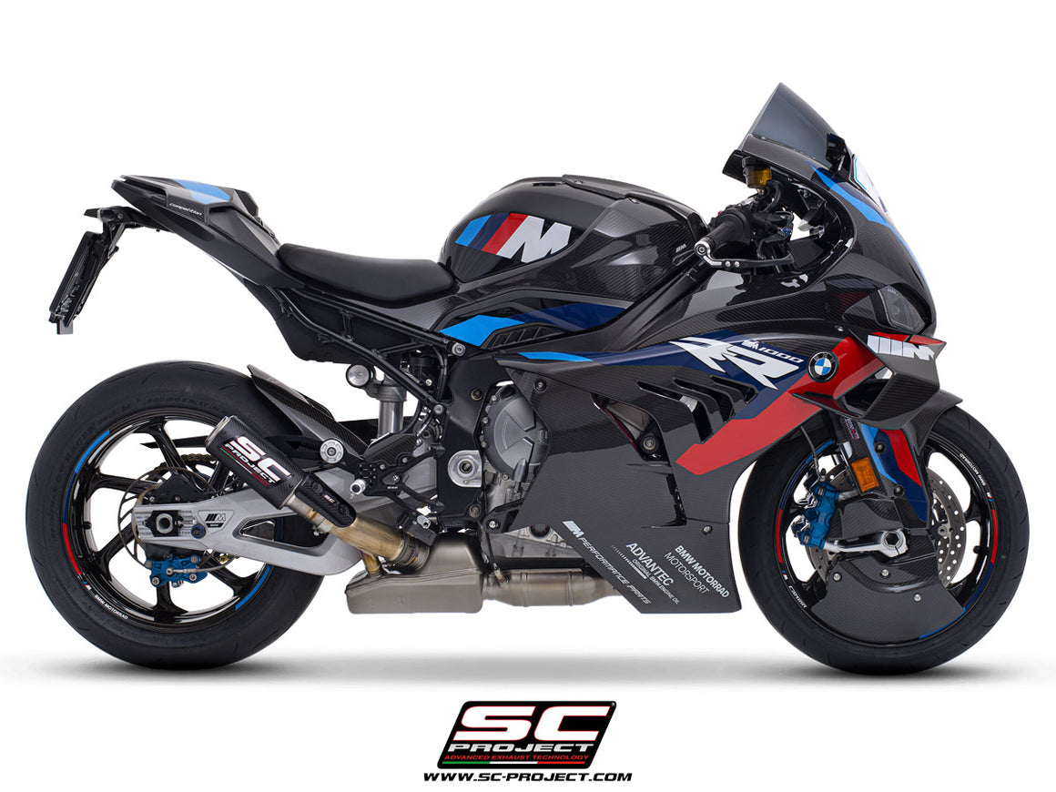 BMW M 1000 RR with SC-Project CR-T carbon exhaust, 3/4 rear view