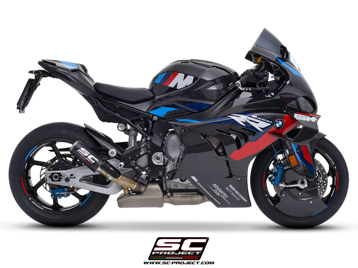 BMW M 1000 RR with SC-Project CR-T carbon exhaust, 3/4 rear view