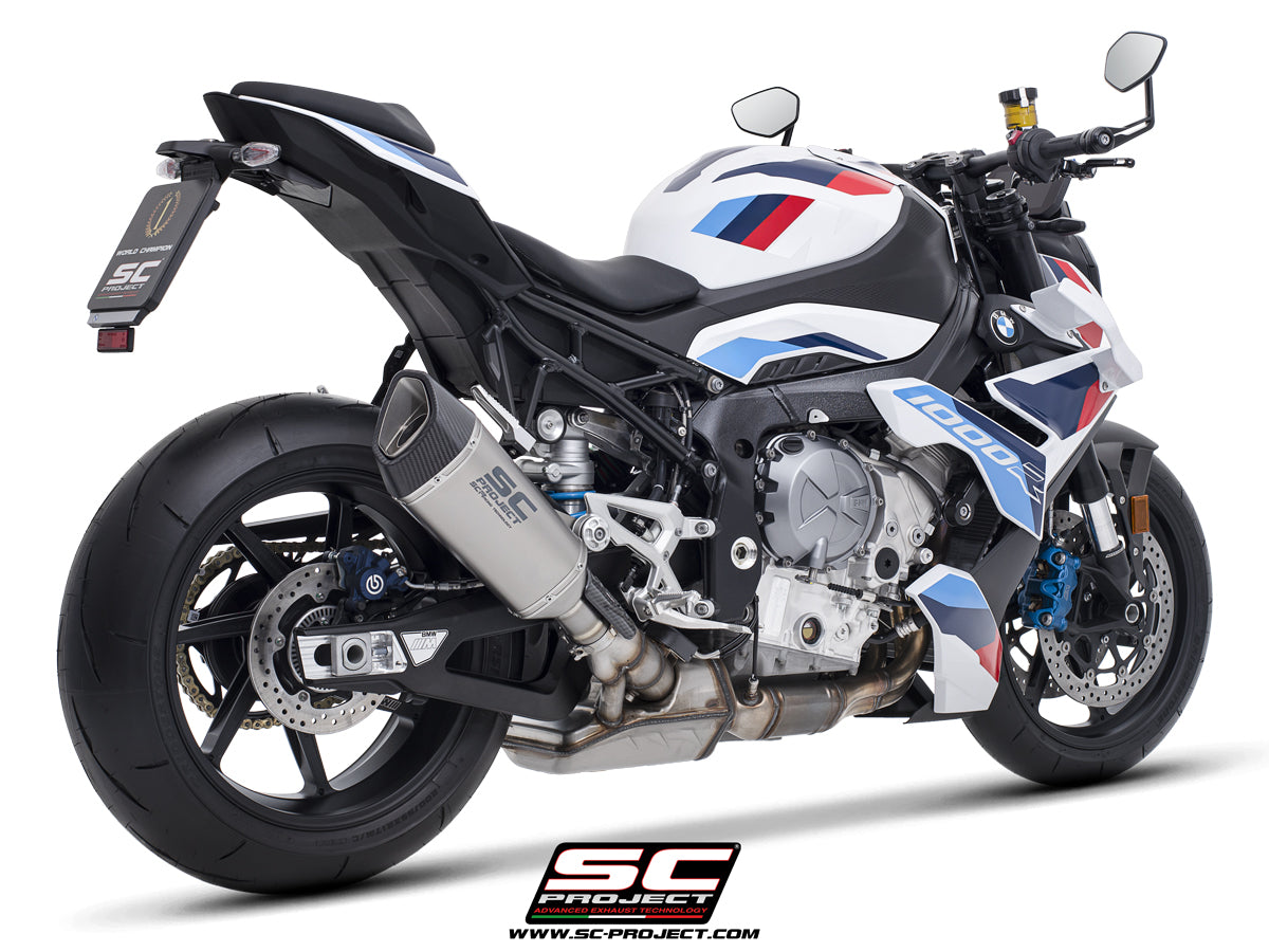 BMW M 1000 R with SC-Project SC1-R titanium exhaust, 3/4 rear view