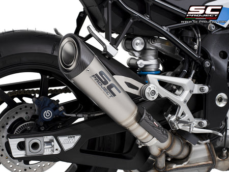 BMW M 1000 R with SC-Project S1 titanium exhaust, 3/4 rear view
