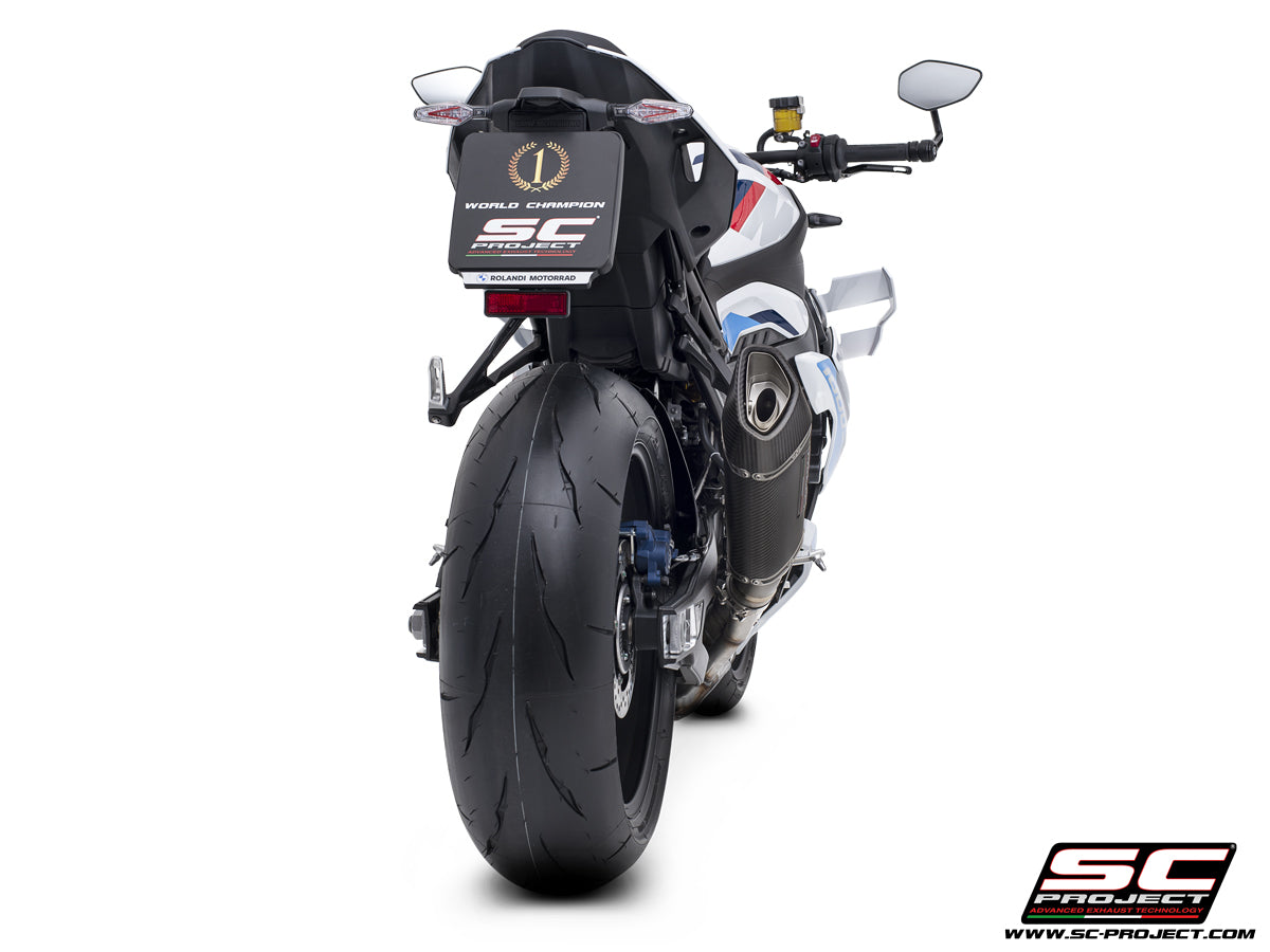 BMW M 1000 R with SC-Project SC1-R carbon exhaust, 3/4 rear view
