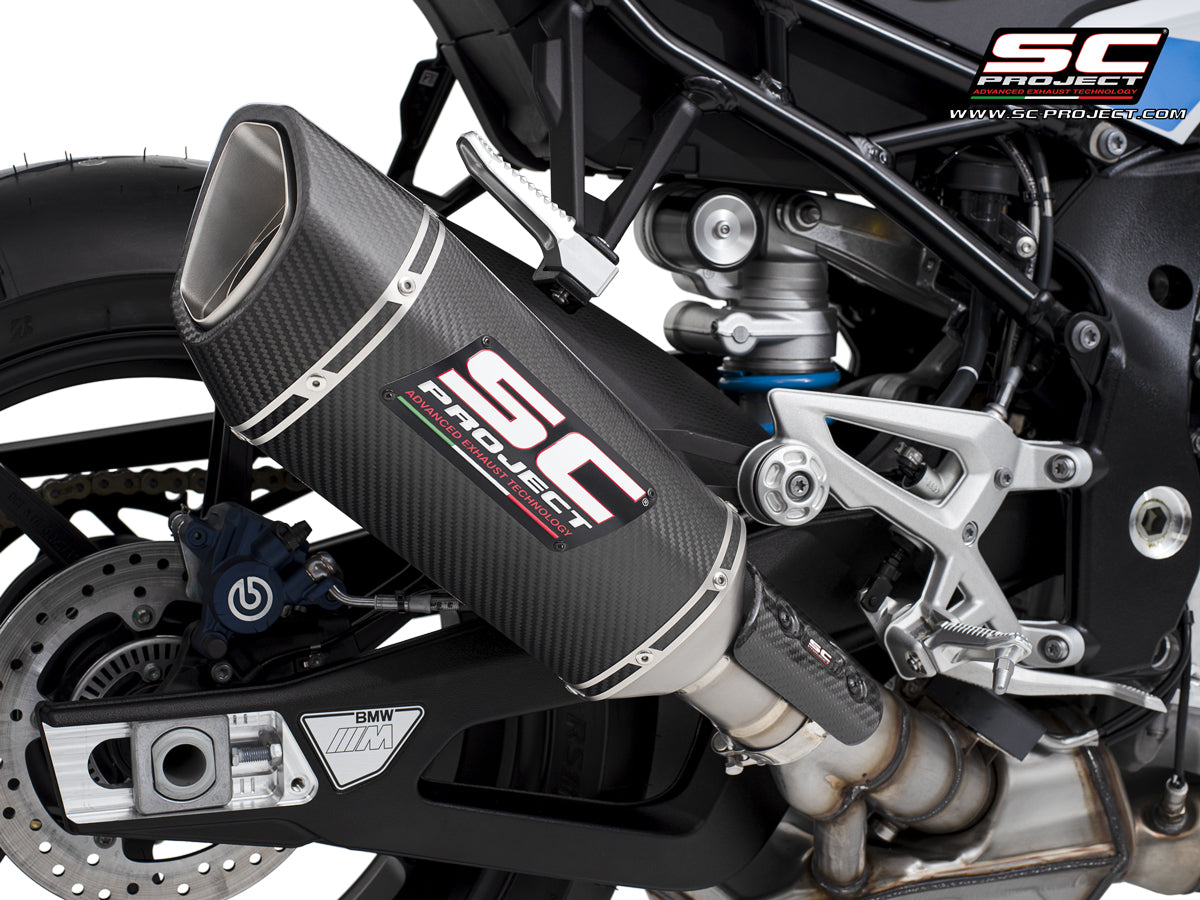 BMW M 1000 R with SC-Project SC1-R carbon exhaust, 3/4 rear view