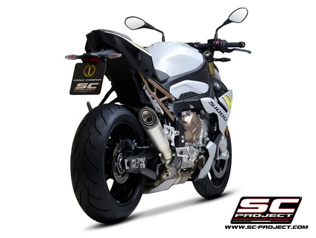 BMW S 1000 R with SC-Project S1 titanium exhaust, 3/4 rear view