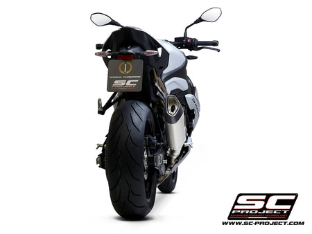 BMW S 1000 R with SC-Project SC1-R titanium exhaust, 3/4 rear view