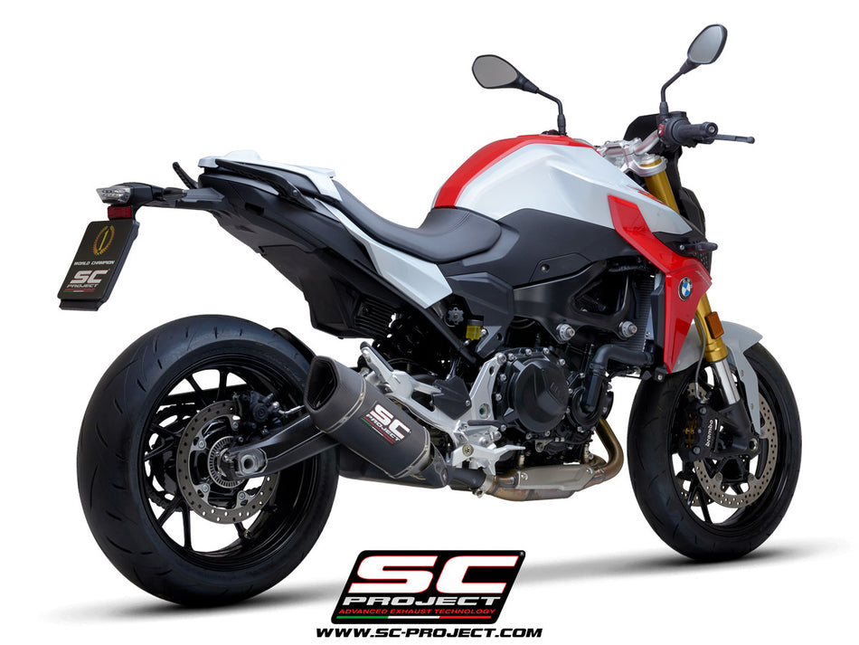 BMW F 900 R with SC-Project SC1-R carbon exhaust, 3/4 rear view