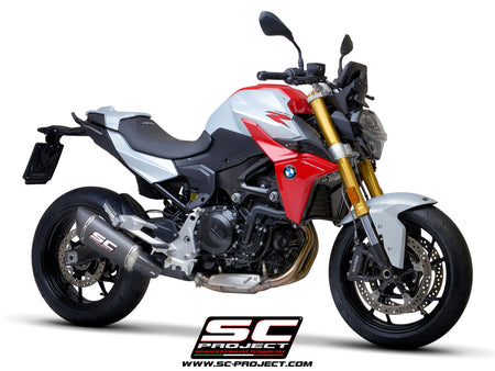 BMW F 900 R with SC-Project SC1-R carbon exhaust, 3/4 rear view