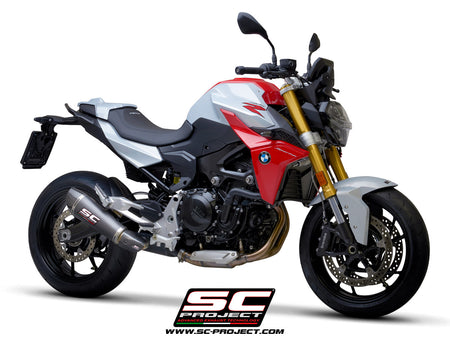 BMW F 900 R with SC-Project Oval titanium exhaust, 3/4 rear view