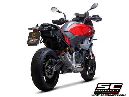 BMW F 900 XR with SC-Project Conic carbon exhaust, 3/4 rear view