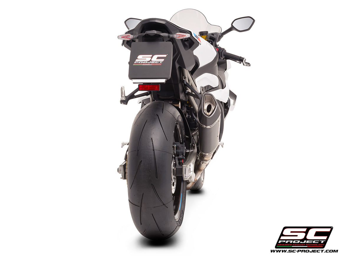 BMW S 1000 RR with SC-Project SC1-R carbon exhaust, 3/4 rear view