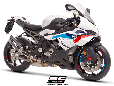 BMW S 1000 RR with SC-Project SC1-R carbon exhaust, 3/4 rear view