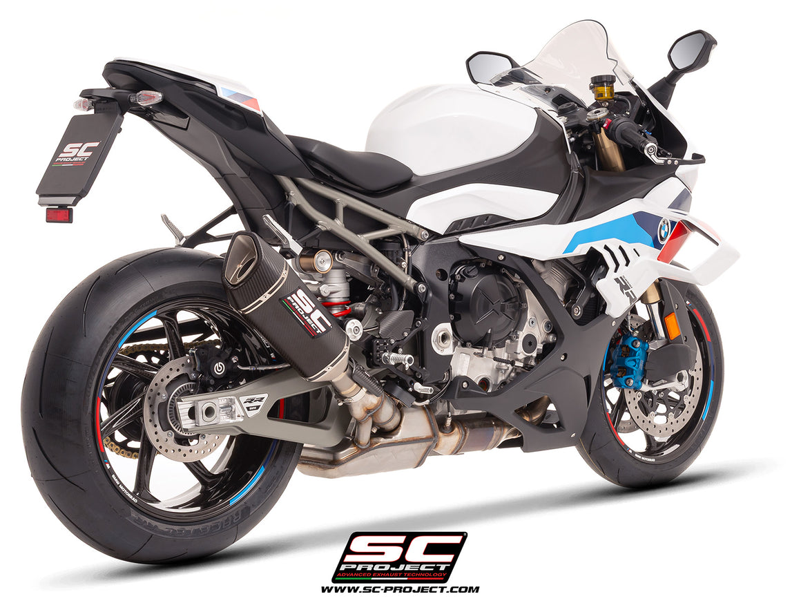 BMW S 1000 RR with SC-Project SC1-R carbon exhaust, 3/4 rear view
