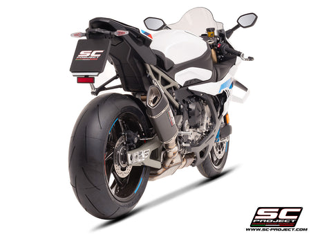BMW S 1000 RR with SC-Project SC1-R carbon exhaust, 3/4 rear view