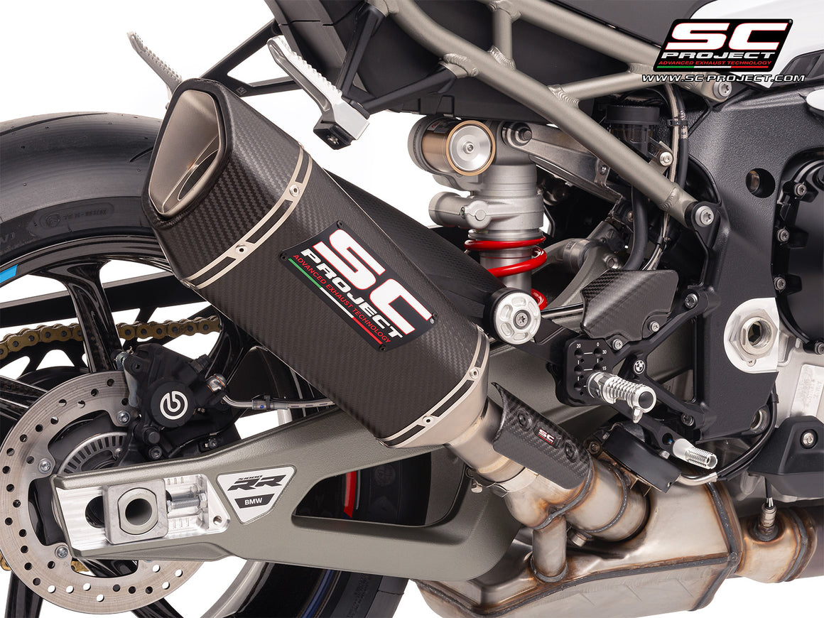 BMW S 1000 RR with SC-Project SC1-R carbon exhaust, 3/4 rear view
