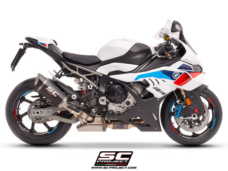 BMW S 1000 RR with SC-Project SC1-R carbon exhaust, 3/4 rear view