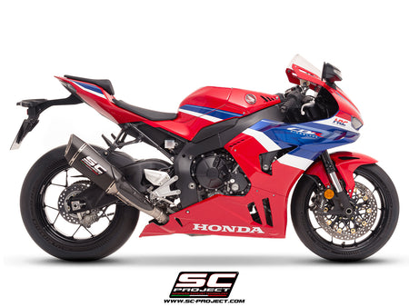 Honda CBR1000RR-R with SC-Project SC1-R (250mm) carbon exhaust, 3/4 rear view