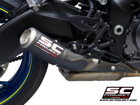 Picture of CR-T carbon fibre exhaust, with stoneguard grid