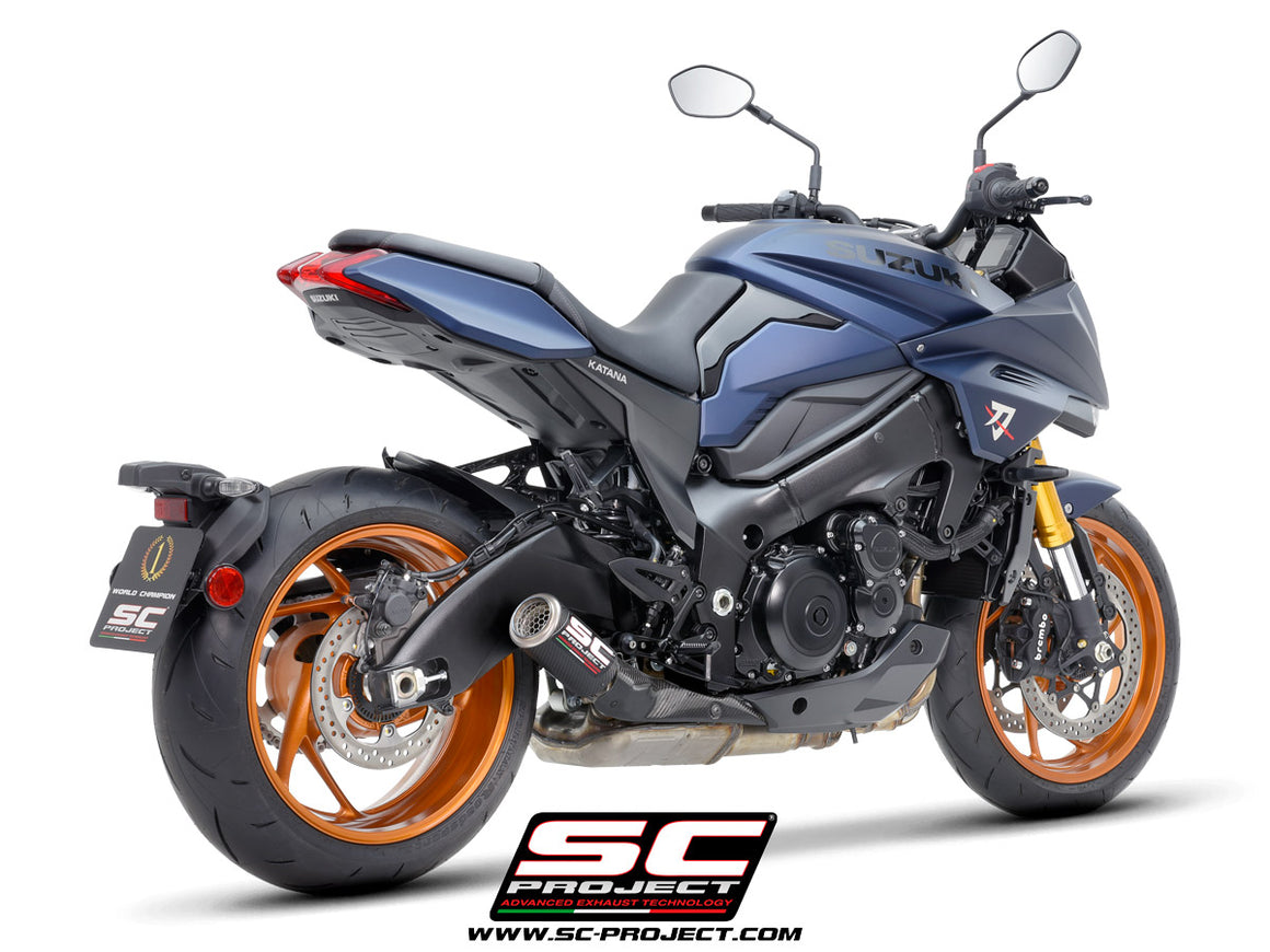 Picture of CR-T carbon fibre exhaust, with stoneguard grid