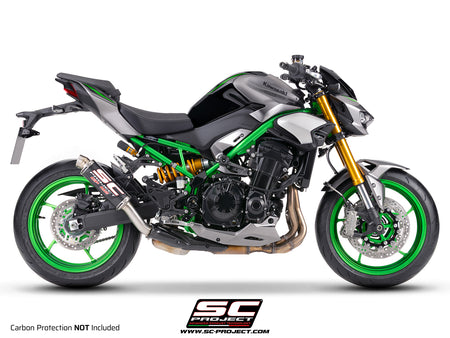 Kawasaki Z900 with SC-Project GP-M2 carbon fibre exhaust, 3/4 rear view