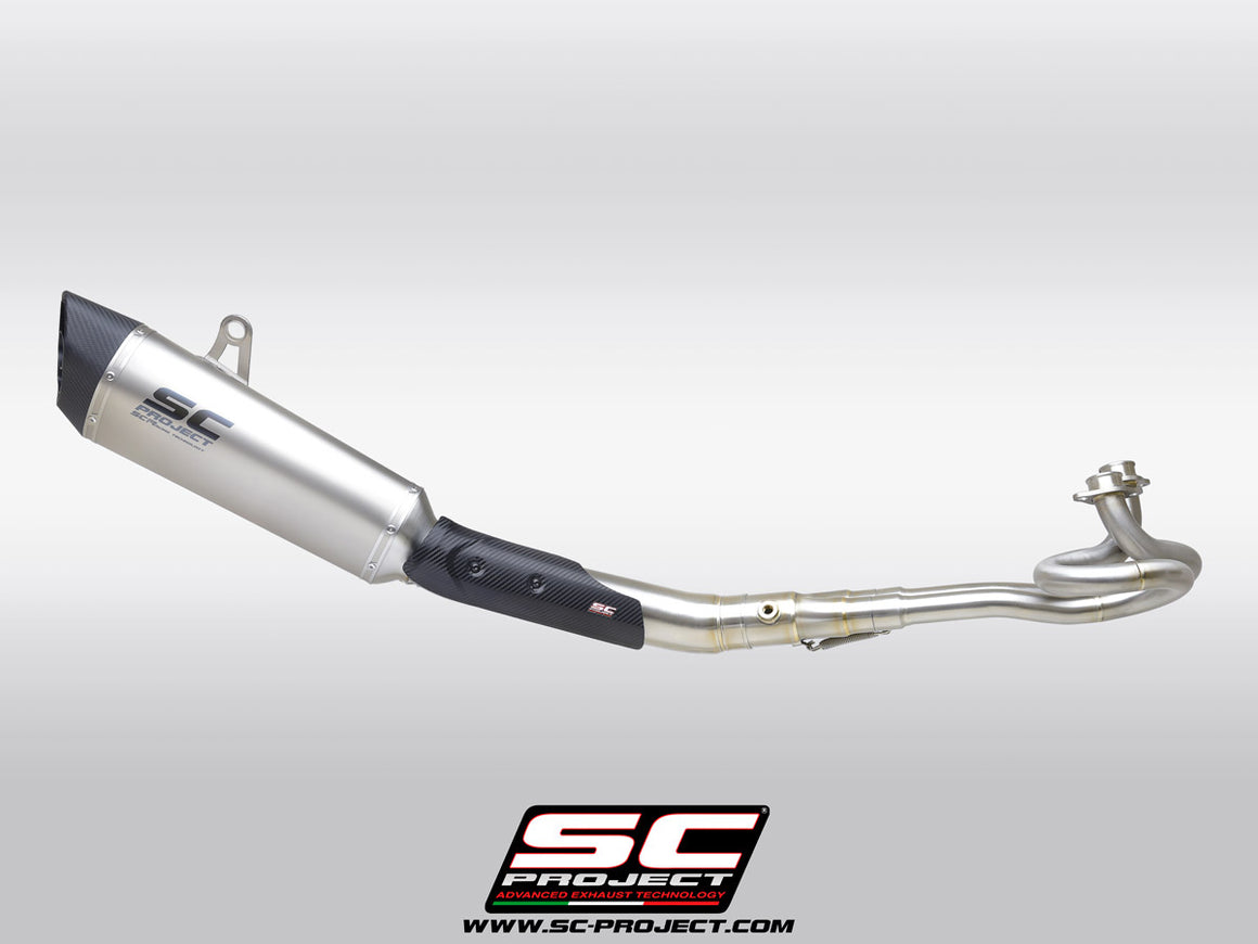 Yamaha TMax 560 with SC-Project full exhaust system stainless steel with SC1-R titanium exhaust, 3/4 rear view