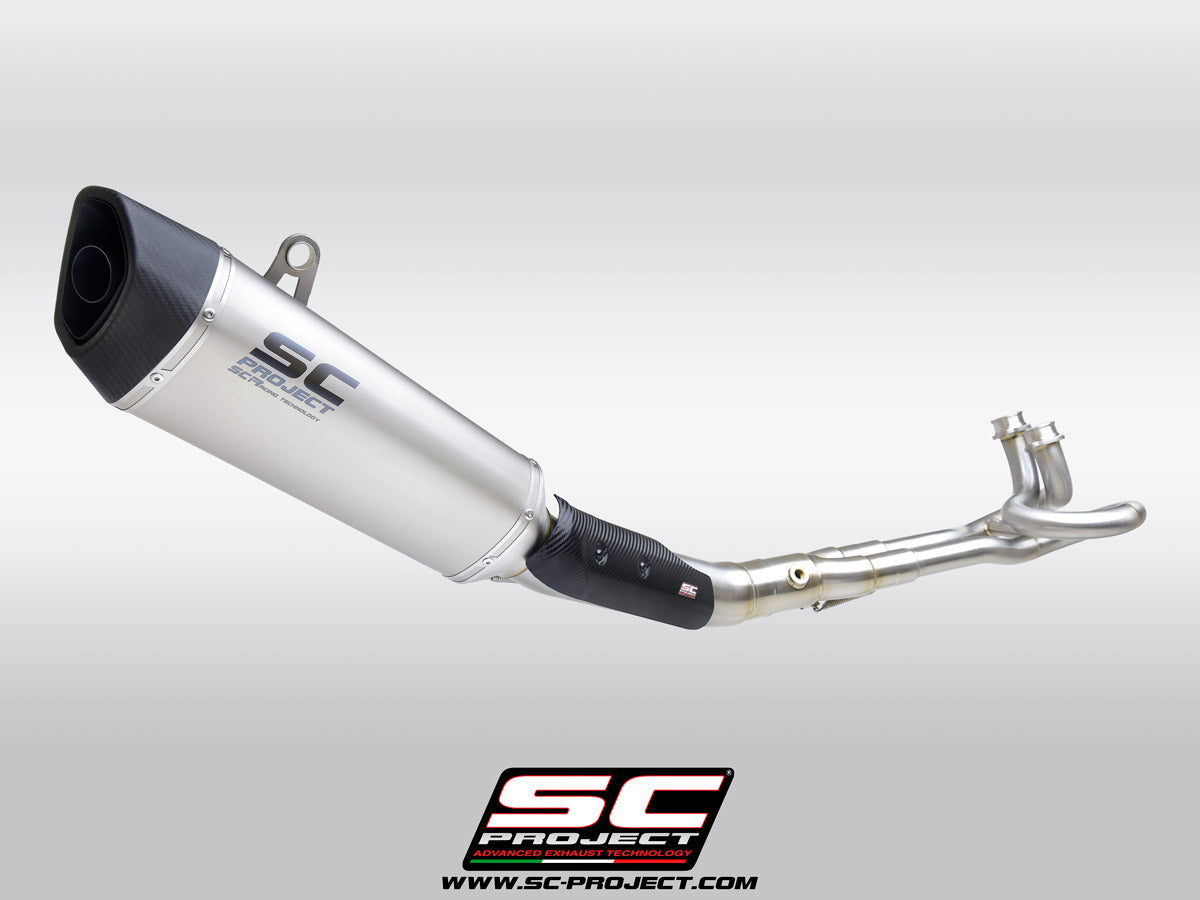 Yamaha TMax 560 with SC-Project full exhaust system stainless steel with SC1-R titanium exhaust, 3/4 rear view
