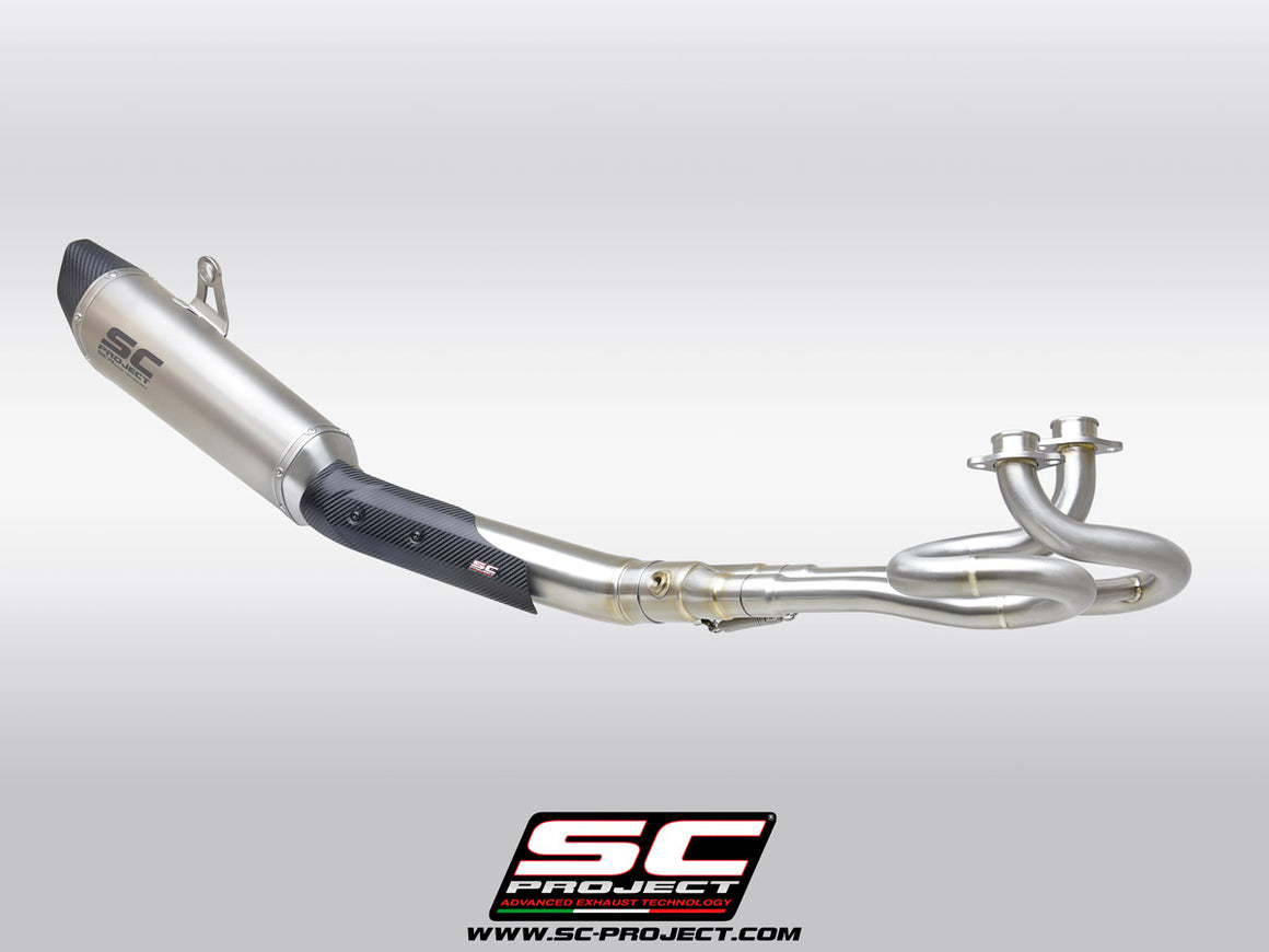 Yamaha TMax 560 with SC-Project full exhaust system stainless steel with SC1-R titanium exhaust, 3/4 rear view