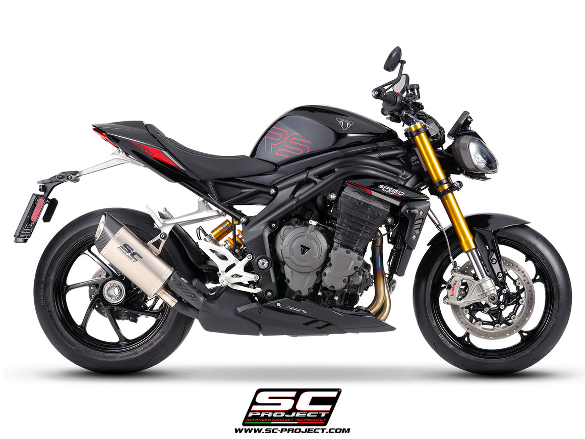 	Triumph Street Triple 1200 RS with SC-Project SC1-R GT titanium exhaust, 3/4 rear view