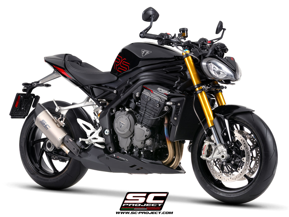 	Triumph Street Triple 1200 RS with SC-Project SC1-R GT titanium exhaust, 3/4 rear view