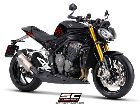 	Triumph Street Triple 1200 RS with SC-Project SC1-R GT titanium exhaust, 3/4 rear view