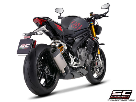 	Triumph Street Triple 1200 RS with SC-Project SC1-R GT titanium exhaust, 3/4 rear view