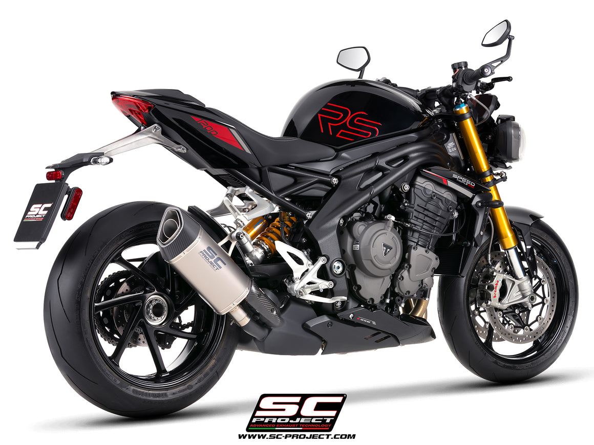 	Triumph Street Triple 1200 RS with SC-Project SC1-R GT titanium exhaust, 3/4 rear view