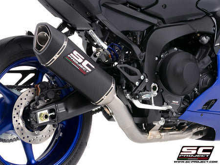Yamaha R9 with SC-Project 3-1 full exhaust system, with SC1-R  carbon fibre exhaust, 3/4 rear view