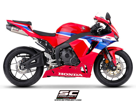 Honda CBR600RR with SC-Project SC-RR titanium exhaust, 3/4 rear view