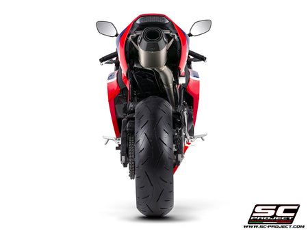Honda CBR600RR with SC-Project SC-RR titanium exhaust, 3/4 rear view