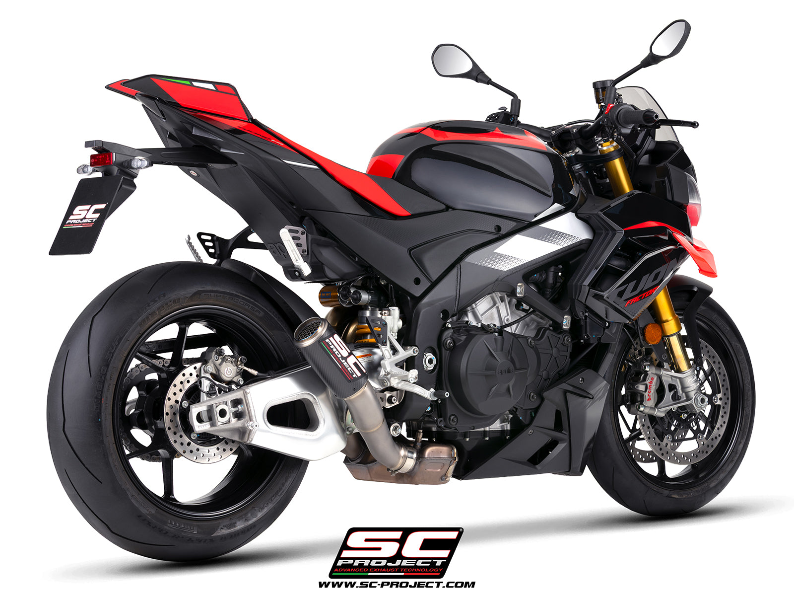 Picture of CR-T carbon fibre exhaust, with stoneguard grid