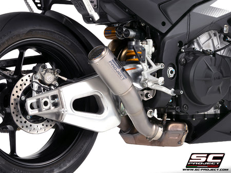 Picture of CR-T titanium exhaust, with stoneguard grid