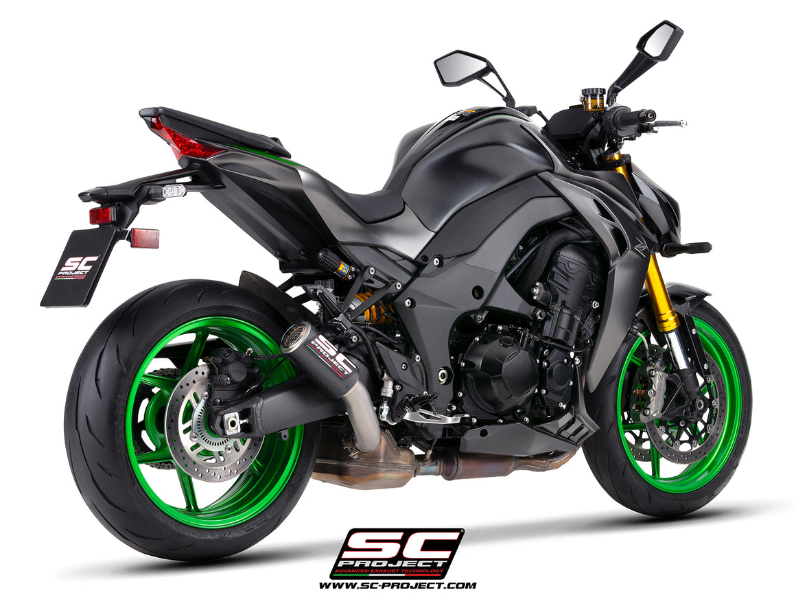 Picture of CR-T carbon fibre exhaust, with stoneguard grid
