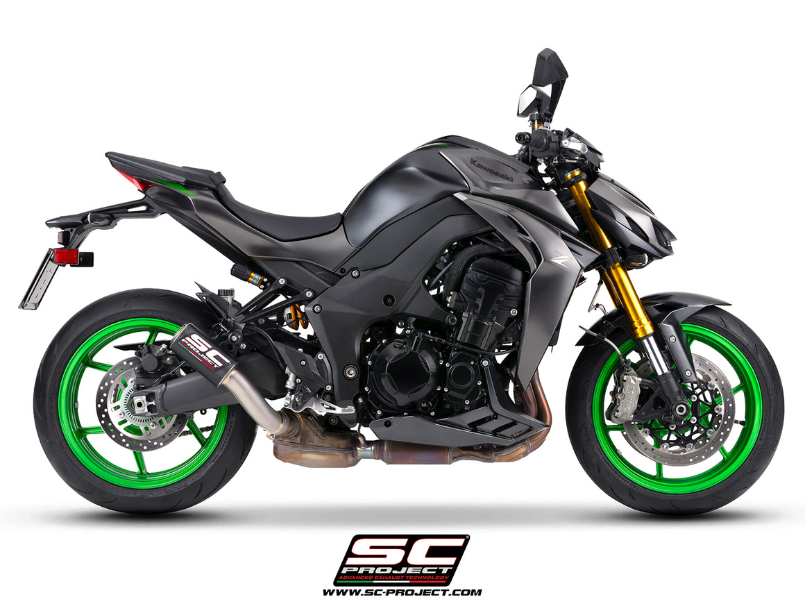 Picture of CR-T carbon fibre exhaust, with stoneguard grid