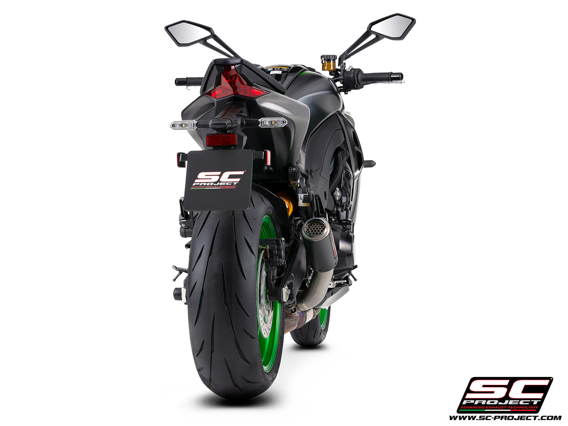 Picture of CR-T carbon fibre exhaust, with stoneguard grid